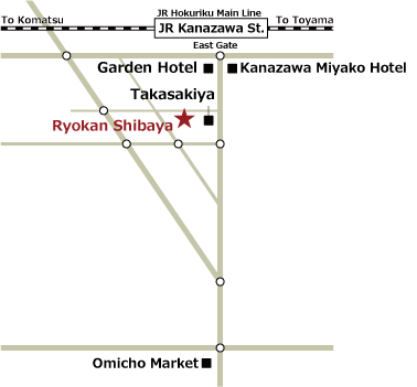 MAP　kanazawa Ryokan Inn Kenrokuen ninjya Higashicyaya cheap Takayama Shirakawago Matsumoto 